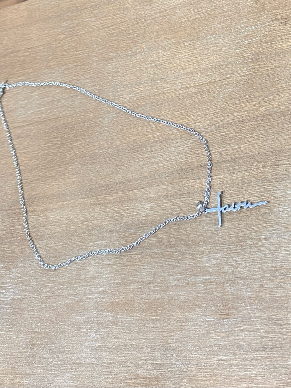 Sterling Script 'Faith' Pendant Necklace in Silver